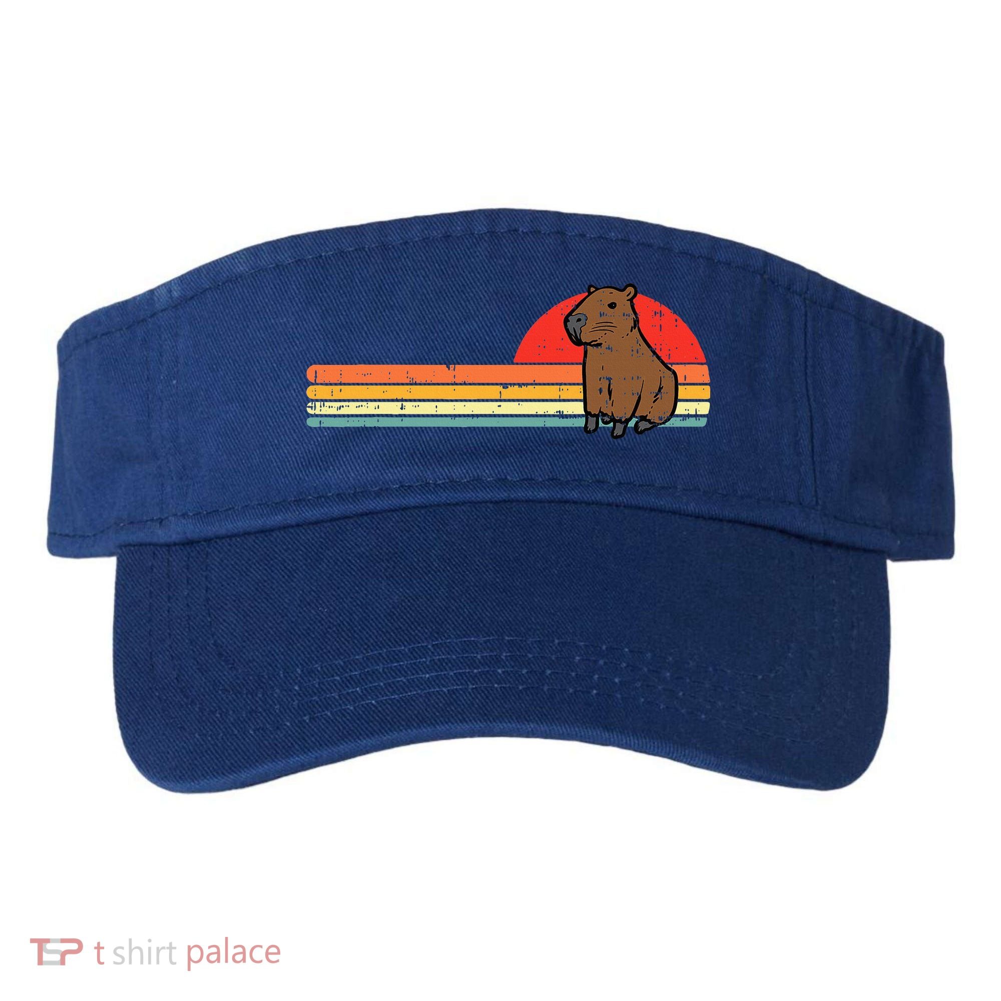 Capybara Chest Sunset Retro Capy Rodent Visor