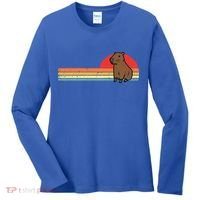 Capybara Chest Sunset Retro Capy Rodent Women's Long Sleeve Shirt thumb 0