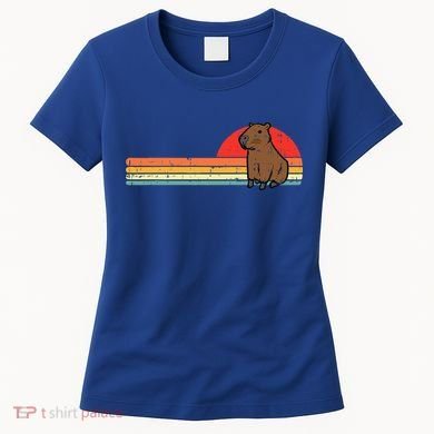 Capybara Chest Sunset Retro Capy Rodent Women's T-Shirt