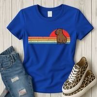 Capybara Chest Sunset Retro Capy Rodent Women's T-Shirt thumb 3
