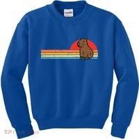 Capybara Chest Sunset Retro Capy Rodent Kids Sweatshirt thumb 0
