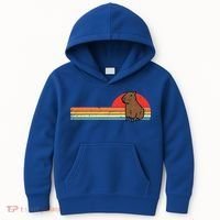 Capybara Chest Sunset Retro Capy Rodent Kids Hoodie thumb 0