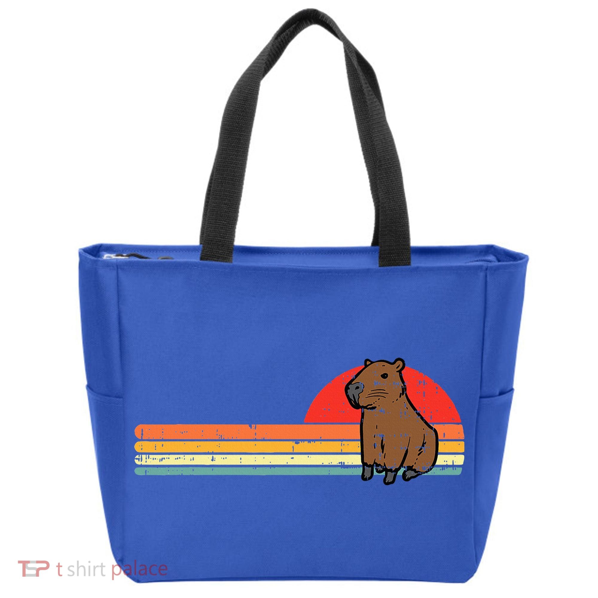 Capybara Chest Sunset Retro Capy Rodent Tote Bag