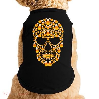 Candy Corn Skull Skeleton Halloween Funny Costume Doggie Tank