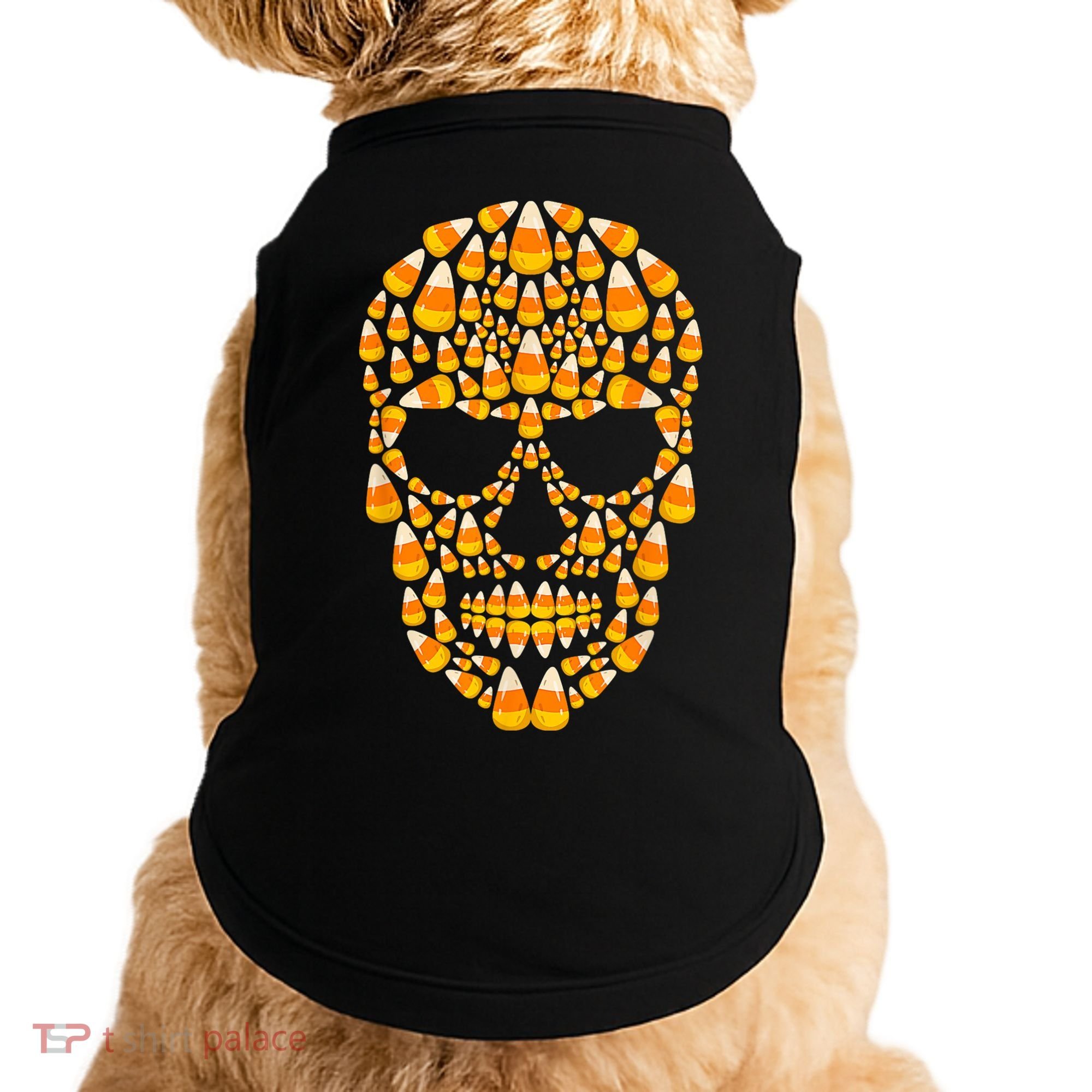 Candy Corn Skull Skeleton Halloween Funny Costume Doggie Tank