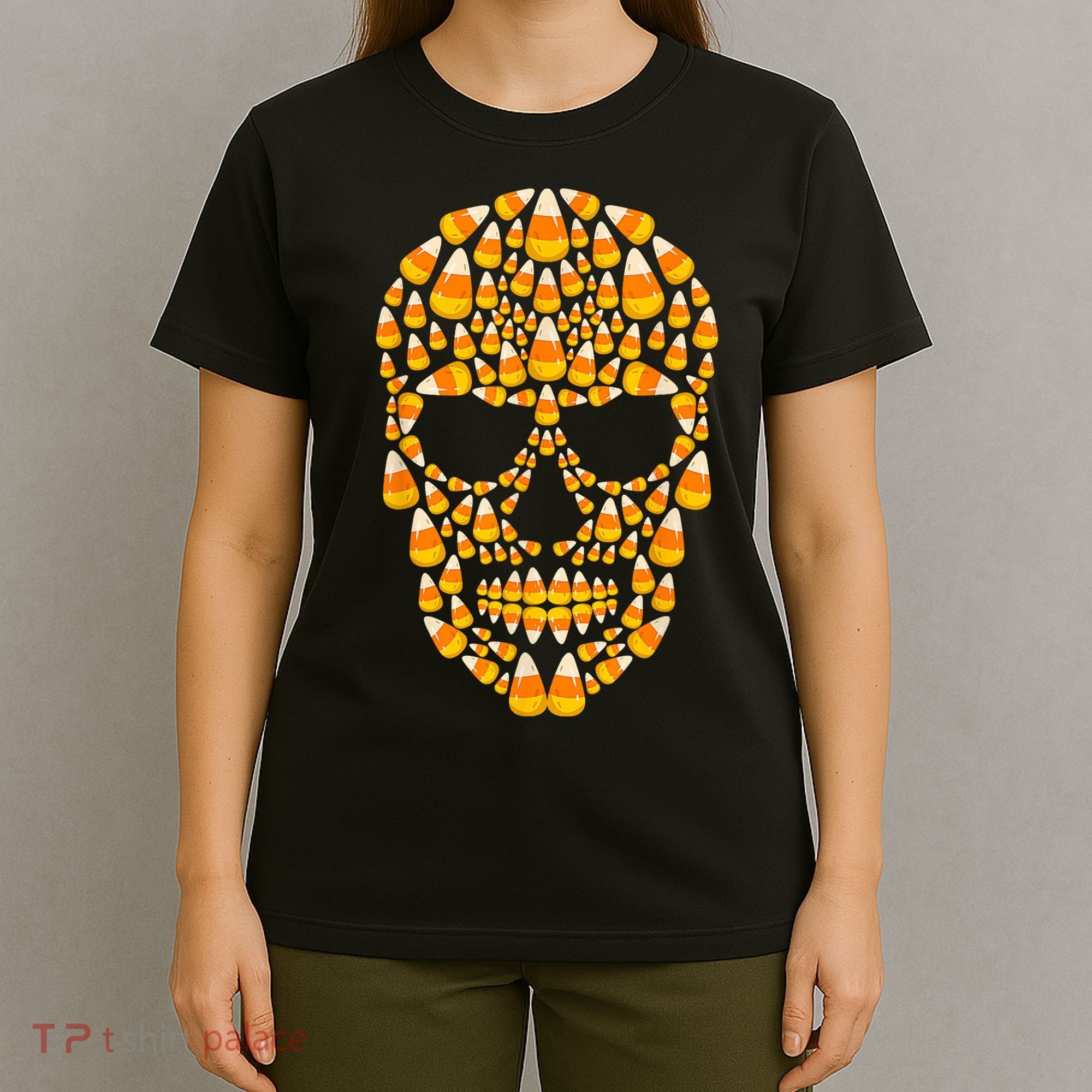 Candy Corn Skull Skeleton Halloween Funny Costume T-Shirt