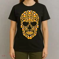 Candy Corn Skull Skeleton Halloween Funny Costume T-Shirt thumb 4