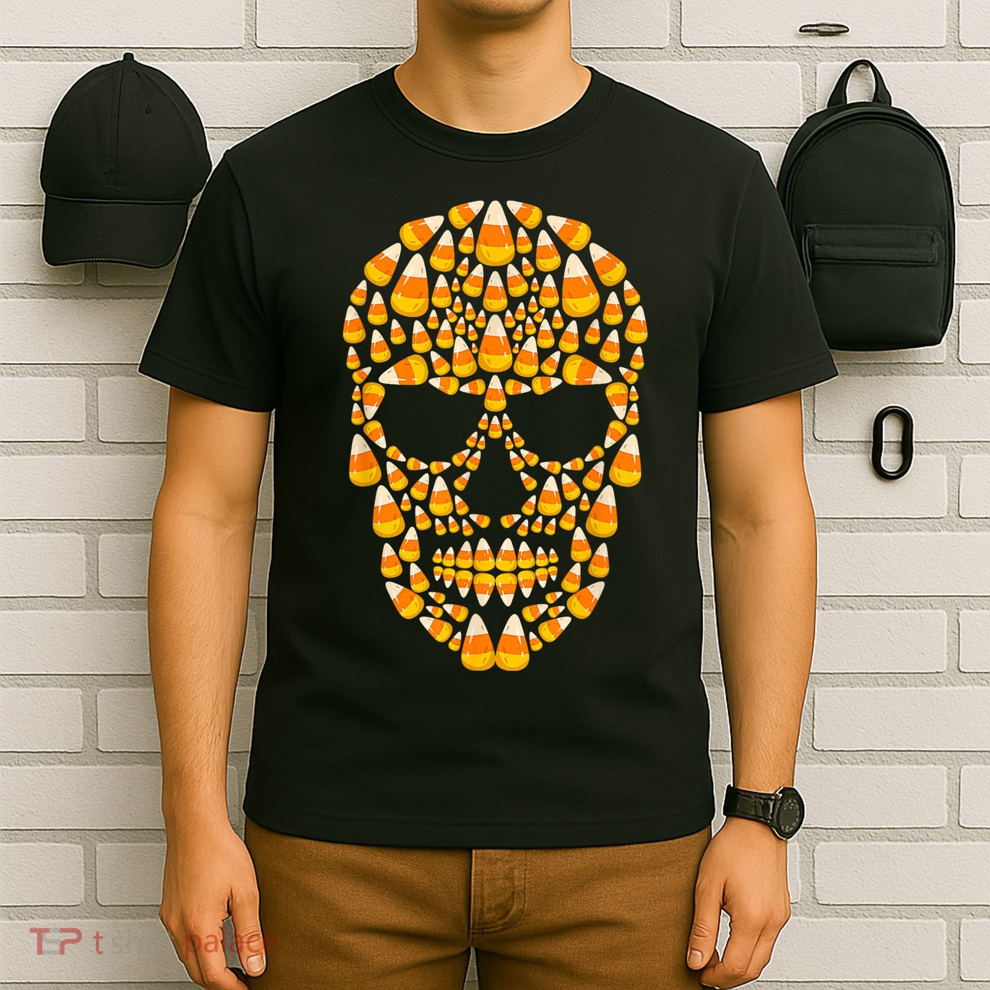 Candy Corn Skull Skeleton Halloween Funny Costume T-Shirt