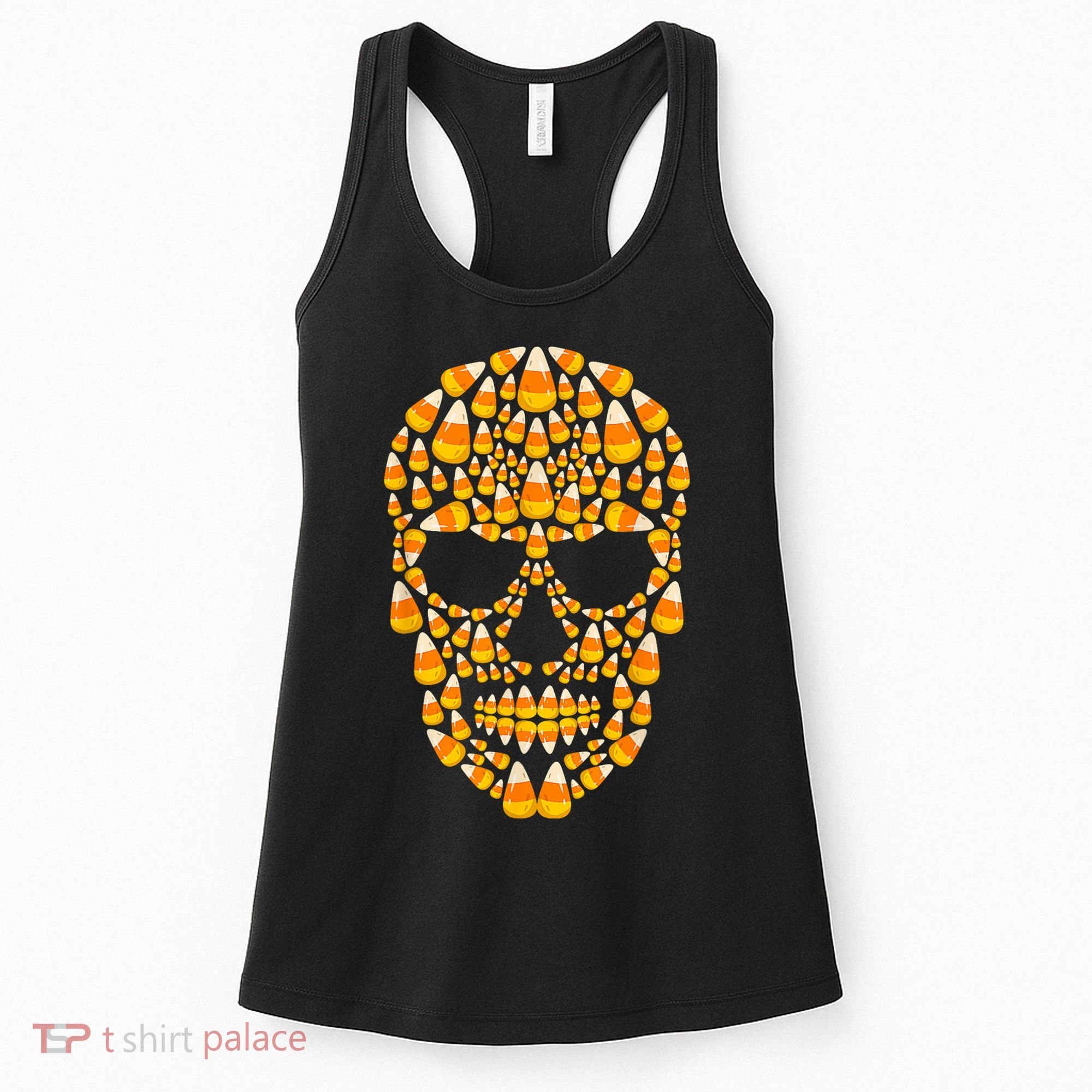 Candy Corn Skull Skeleton Halloween Funny Costume Women's Tank Top