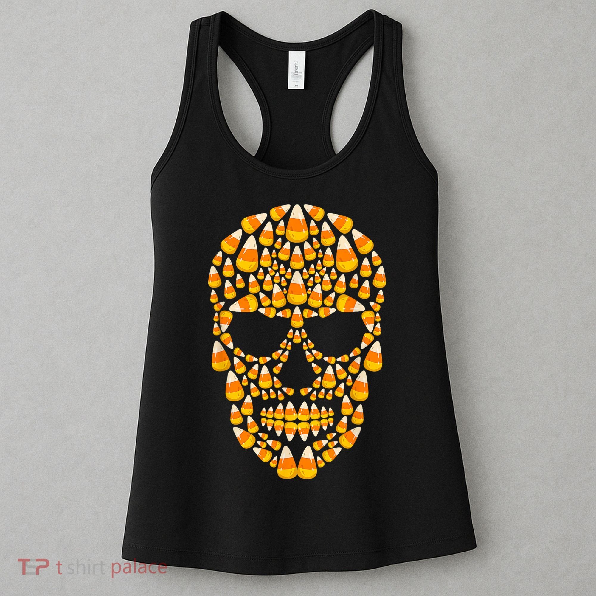 Candy Corn Skull Skeleton Halloween Funny Costume Women's Tank Top