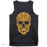 Candy Corn Skull Skeleton Halloween Funny Costume Tank Top thumb 0