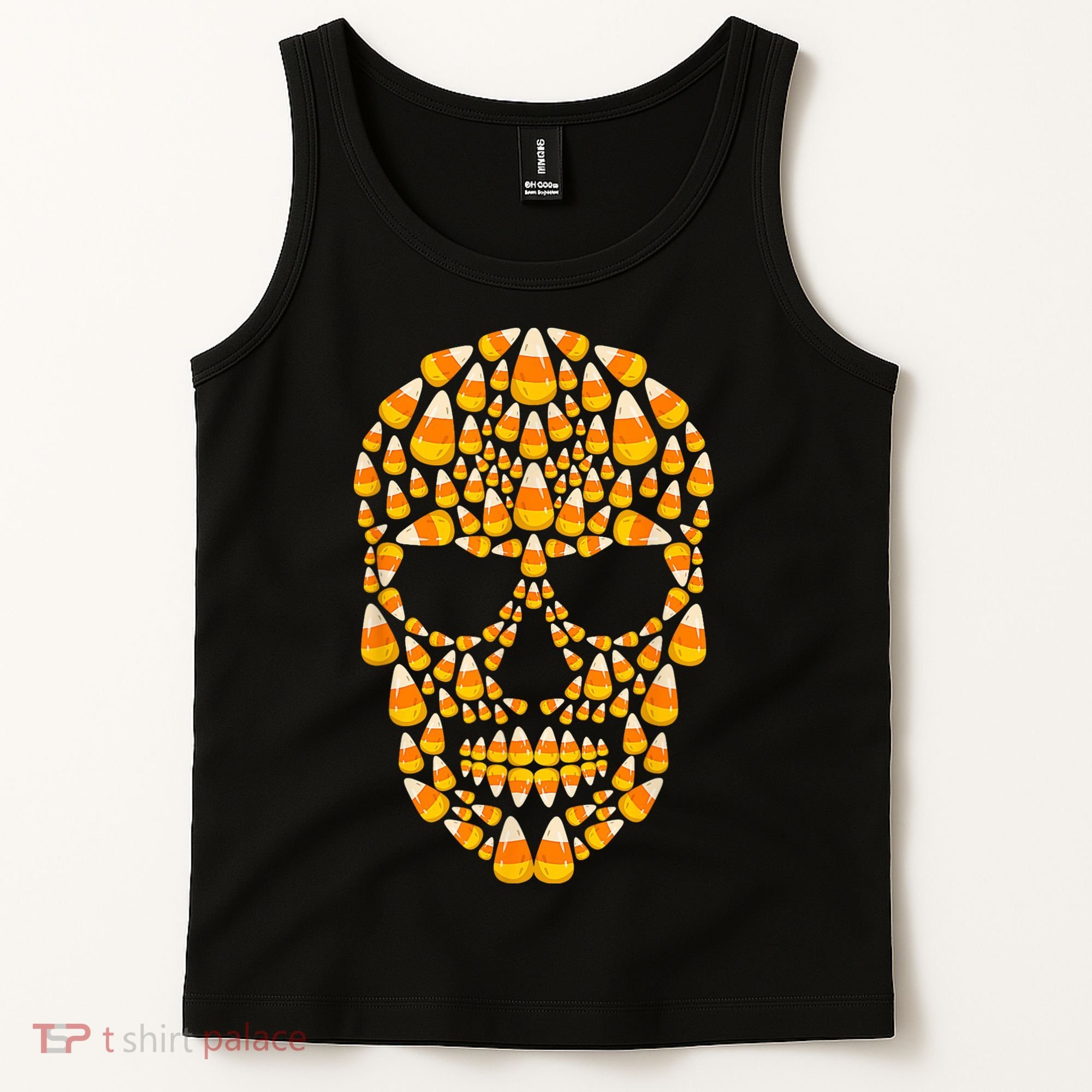 Candy Corn Skull Skeleton Halloween Funny Costume Tank Top