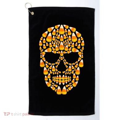 Candy Corn Skull Skeleton Halloween Funny Costume Golf Towel