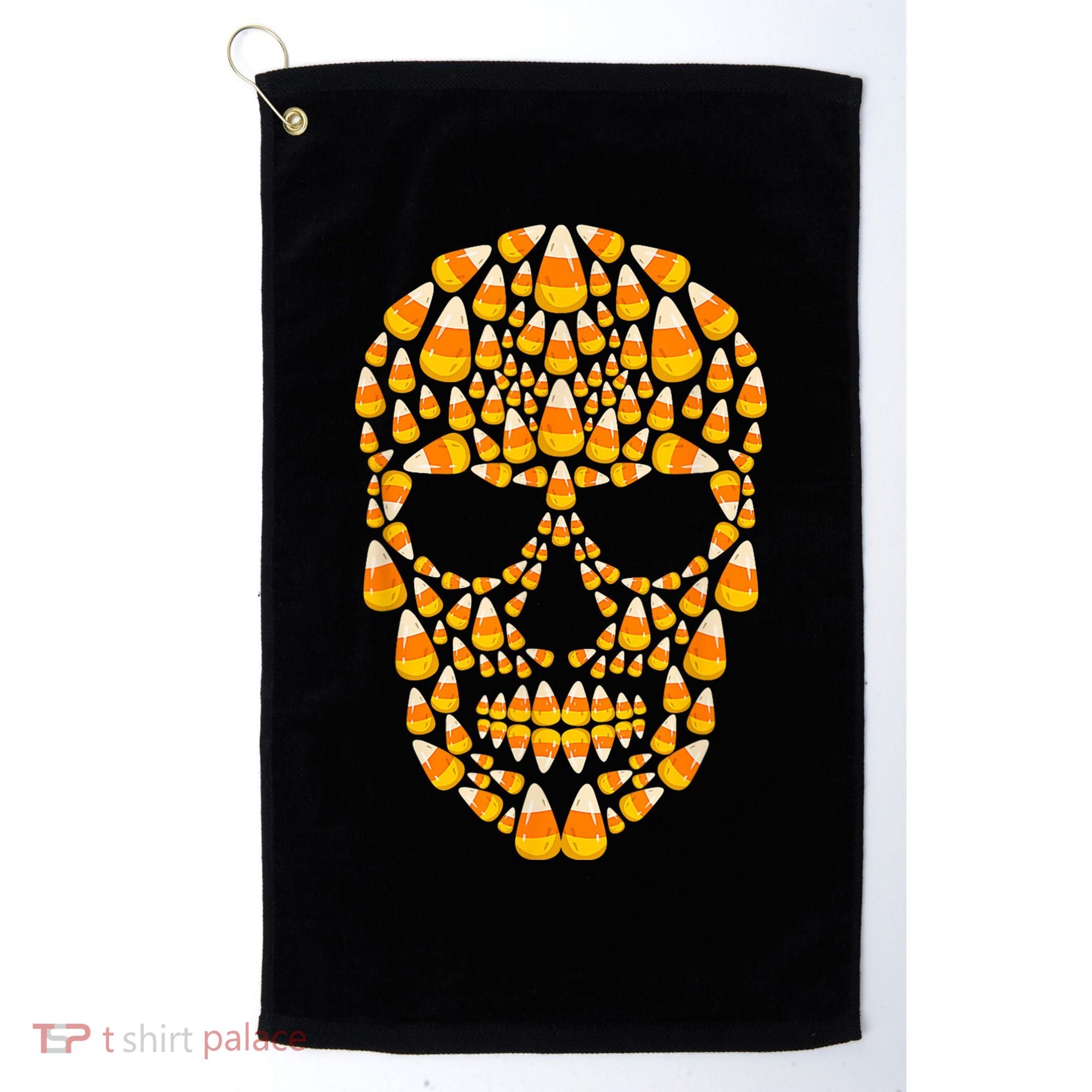 Candy Corn Skull Skeleton Halloween Funny Costume Golf Towel