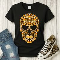 Candy Corn Skull Skeleton Halloween Funny Costume Women's T-Shirt thumb 3