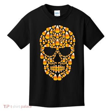 Candy Corn Skull Skeleton Halloween Funny Costume Kids T-Shirt