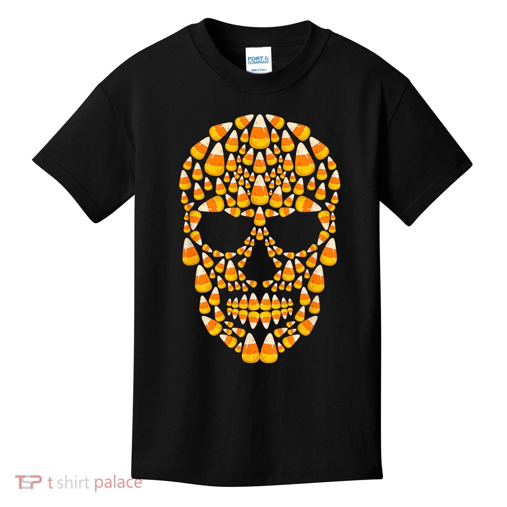 Candy Corn Skull Skeleton Halloween Funny Costume Kids T-Shirt
