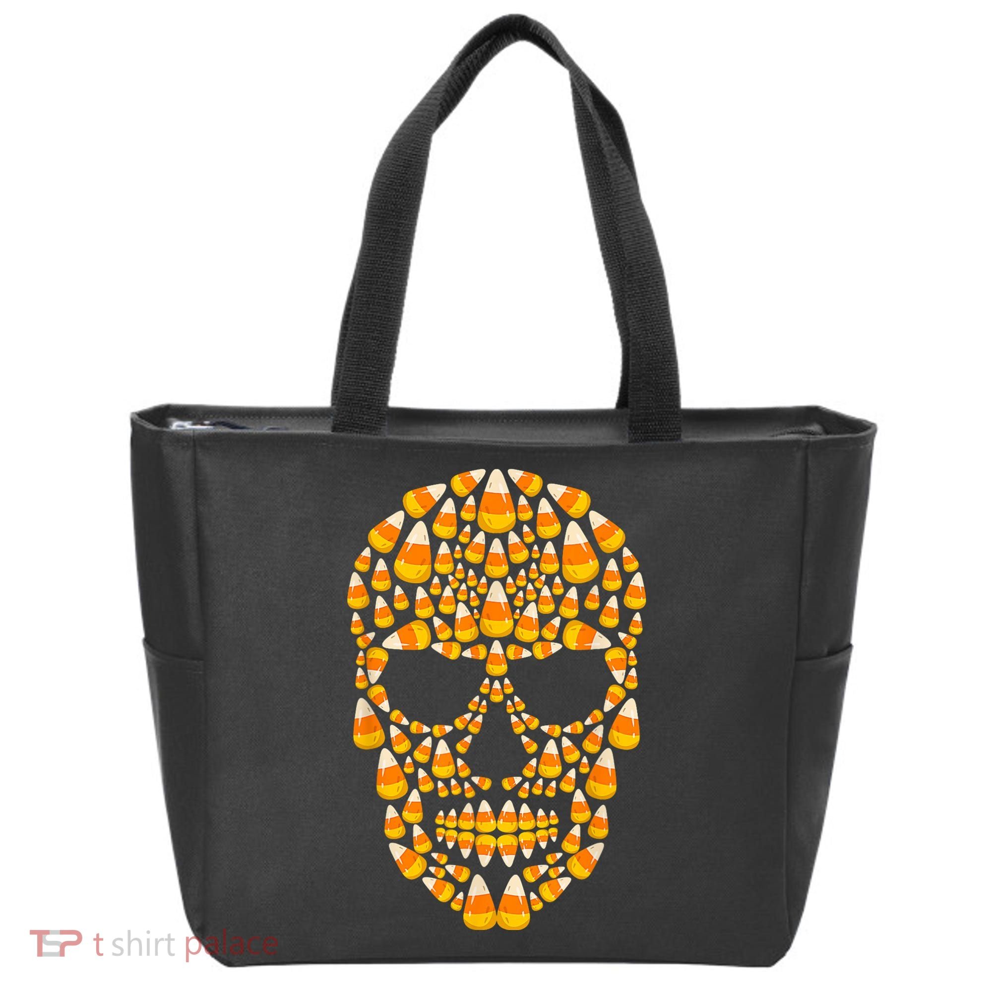 Candy Corn Skull Skeleton Halloween Funny Costume Tote Bag