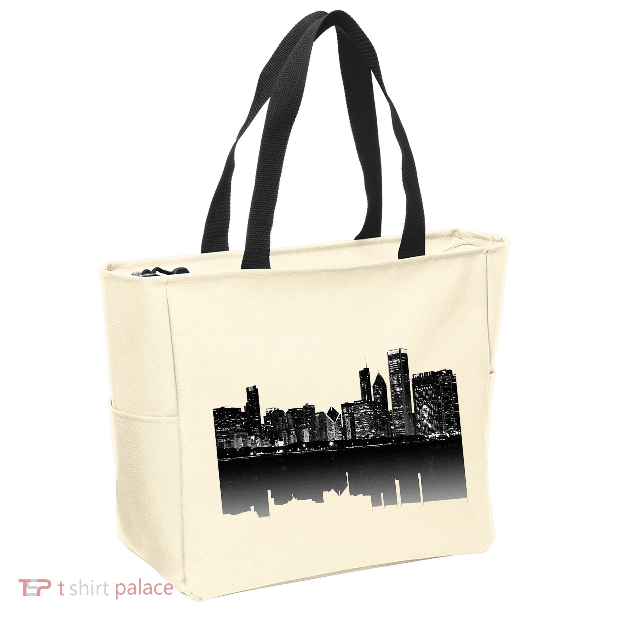 Chicago City Skyline Lights At Night Tote Bag