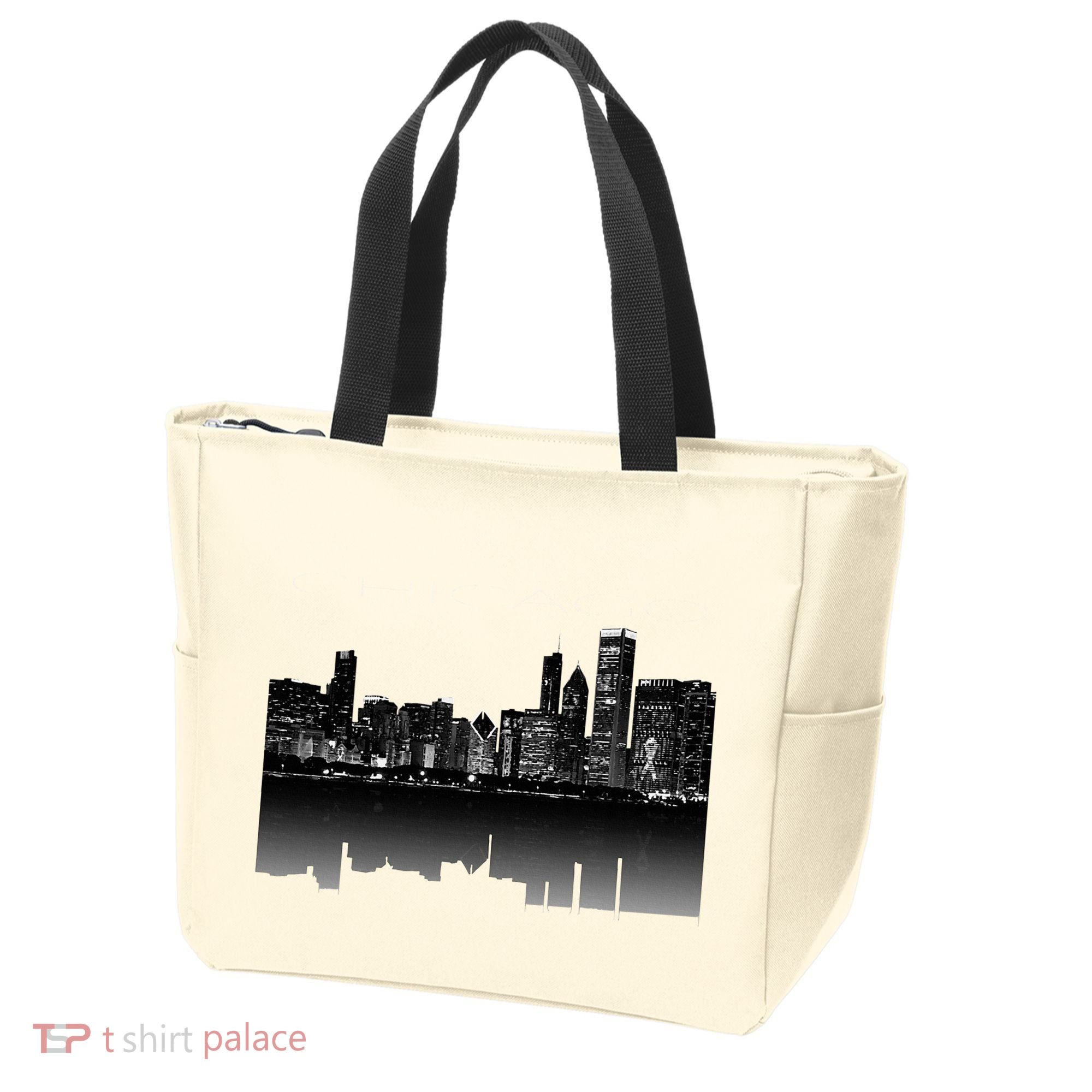 Chicago City Skyline Lights At Night Tote Bag
