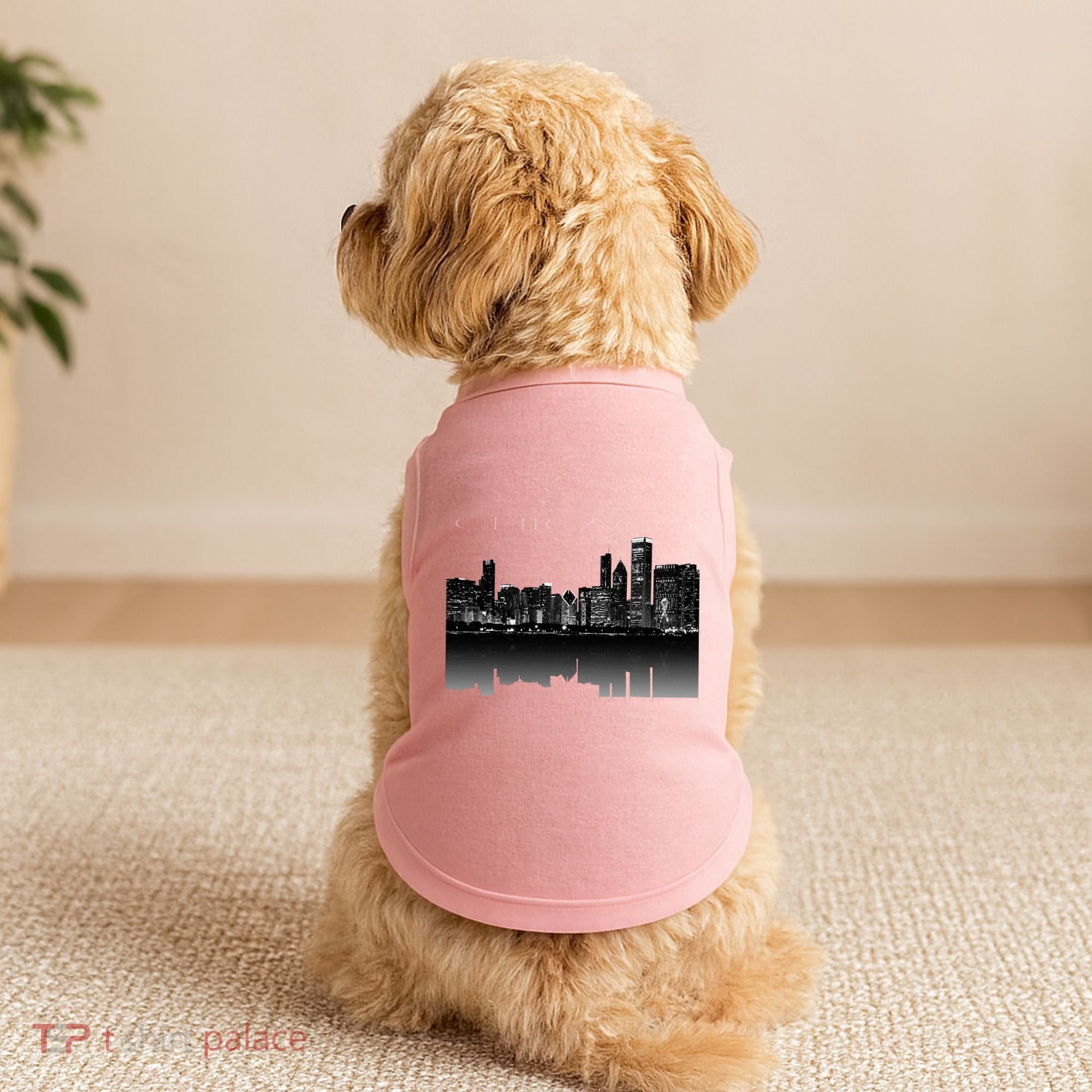 Chicago City Skyline Lights At Night Doggie Tank