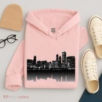 Chicago City Skyline Lights At Night Hoodie thumb 4