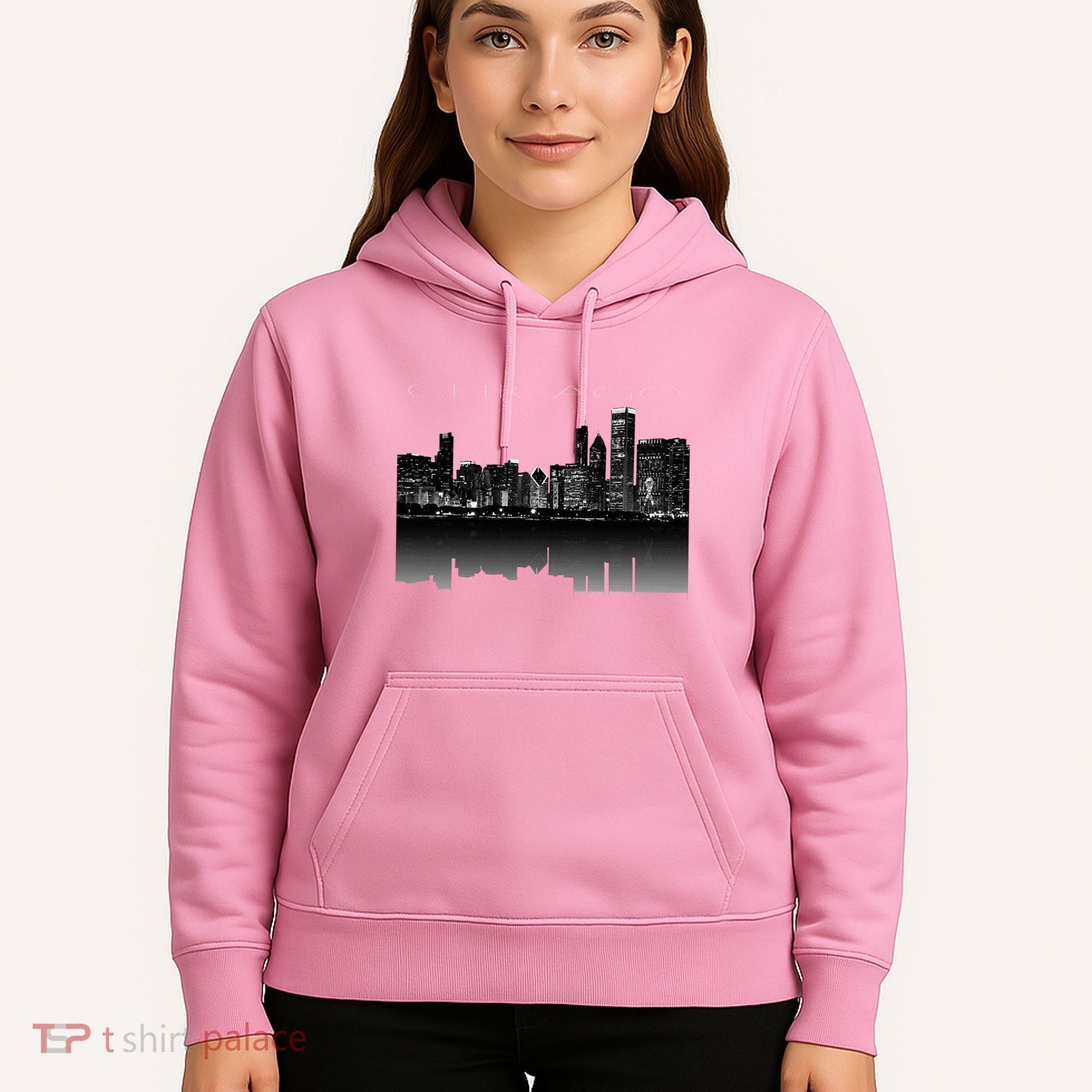 Chicago City Skyline Lights At Night Hoodie