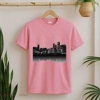 Chicago City Skyline Lights At Night T-Shirt thumb 2