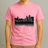 Chicago City Skyline Lights At Night T-Shirt thumb 3