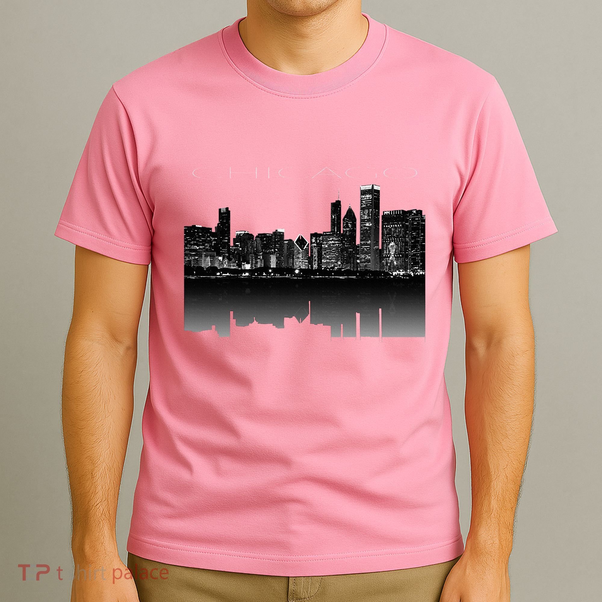 Chicago City Skyline Lights At Night T-Shirt
