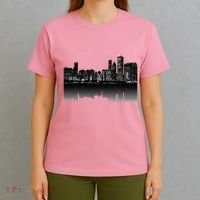 Chicago City Skyline Lights At Night T-Shirt thumb 4