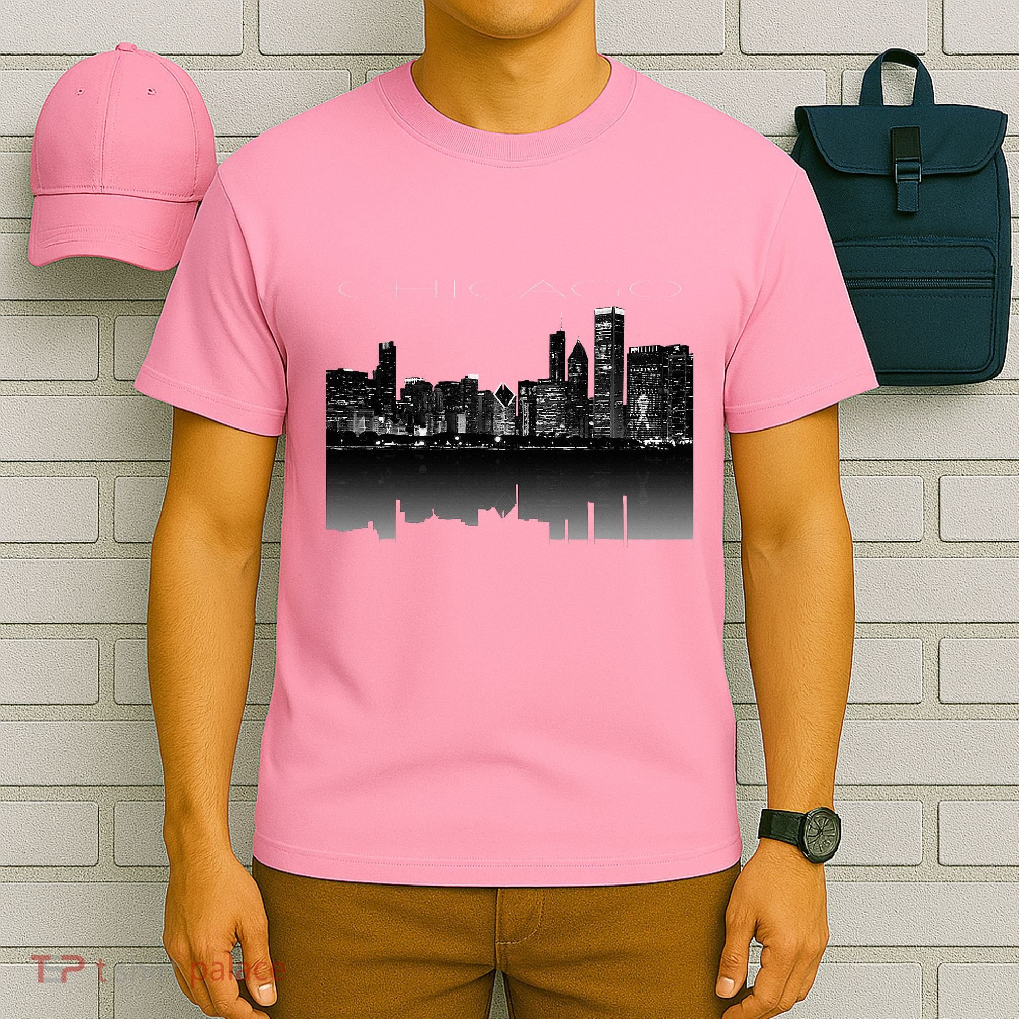 Chicago City Skyline Lights At Night T-Shirt