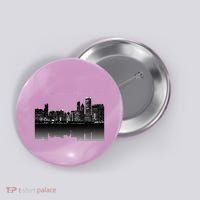 Chicago City Skyline Lights At Night Button thumb 0