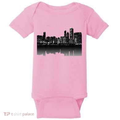 Chicago City Skyline Lights At Night Baby Bodysuit