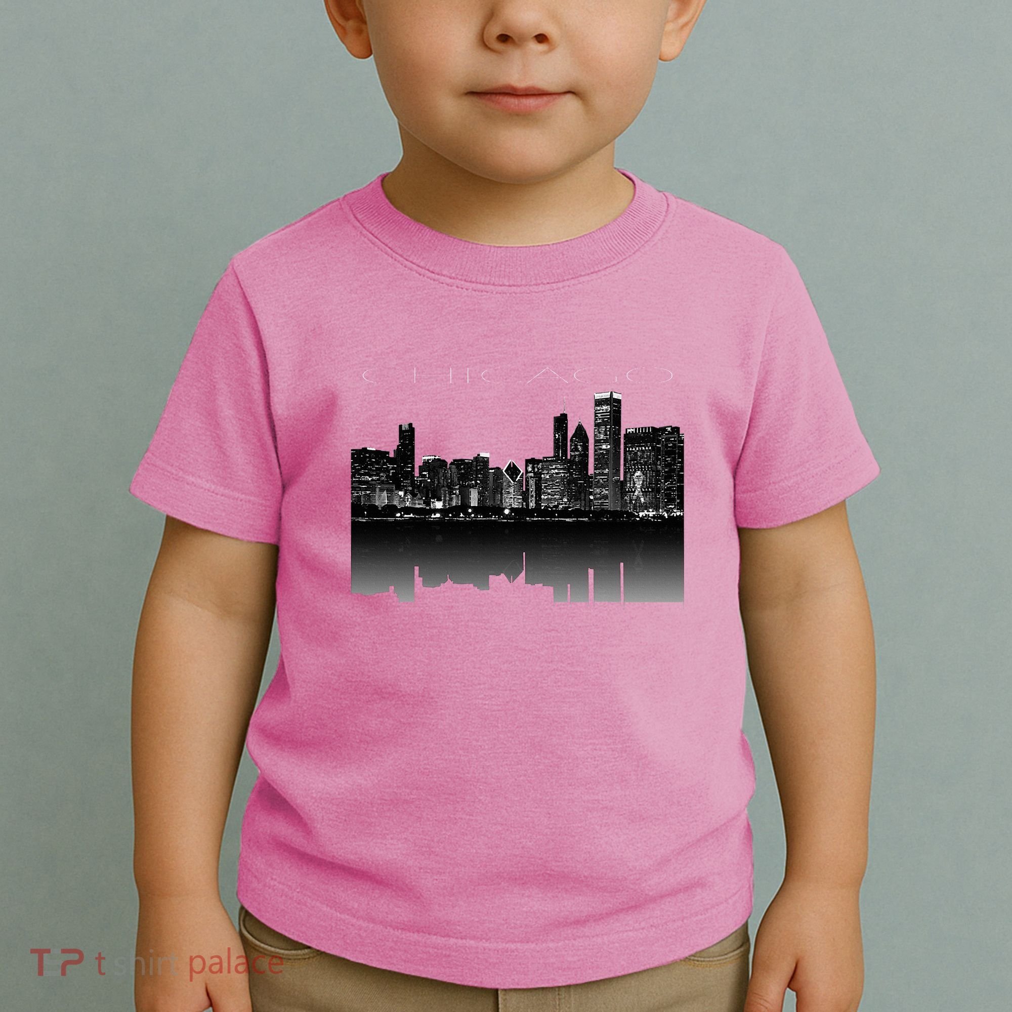 Chicago City Skyline Lights At Night Toddler T-Shirt