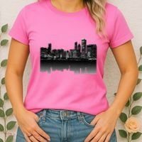 Chicago City Skyline Lights At Night Women's T-Shirt thumb 2