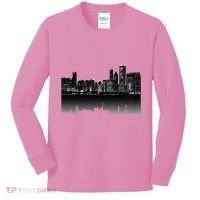 Chicago City Skyline Lights At Night Kids Long Sleeve Shirt thumb 0