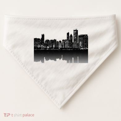 Chicago City Skyline Lights At Night USA-Made Doggie Bandana