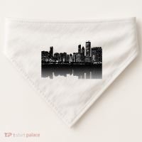 Chicago City Skyline Lights At Night USA-Made Doggie Bandana thumb 0