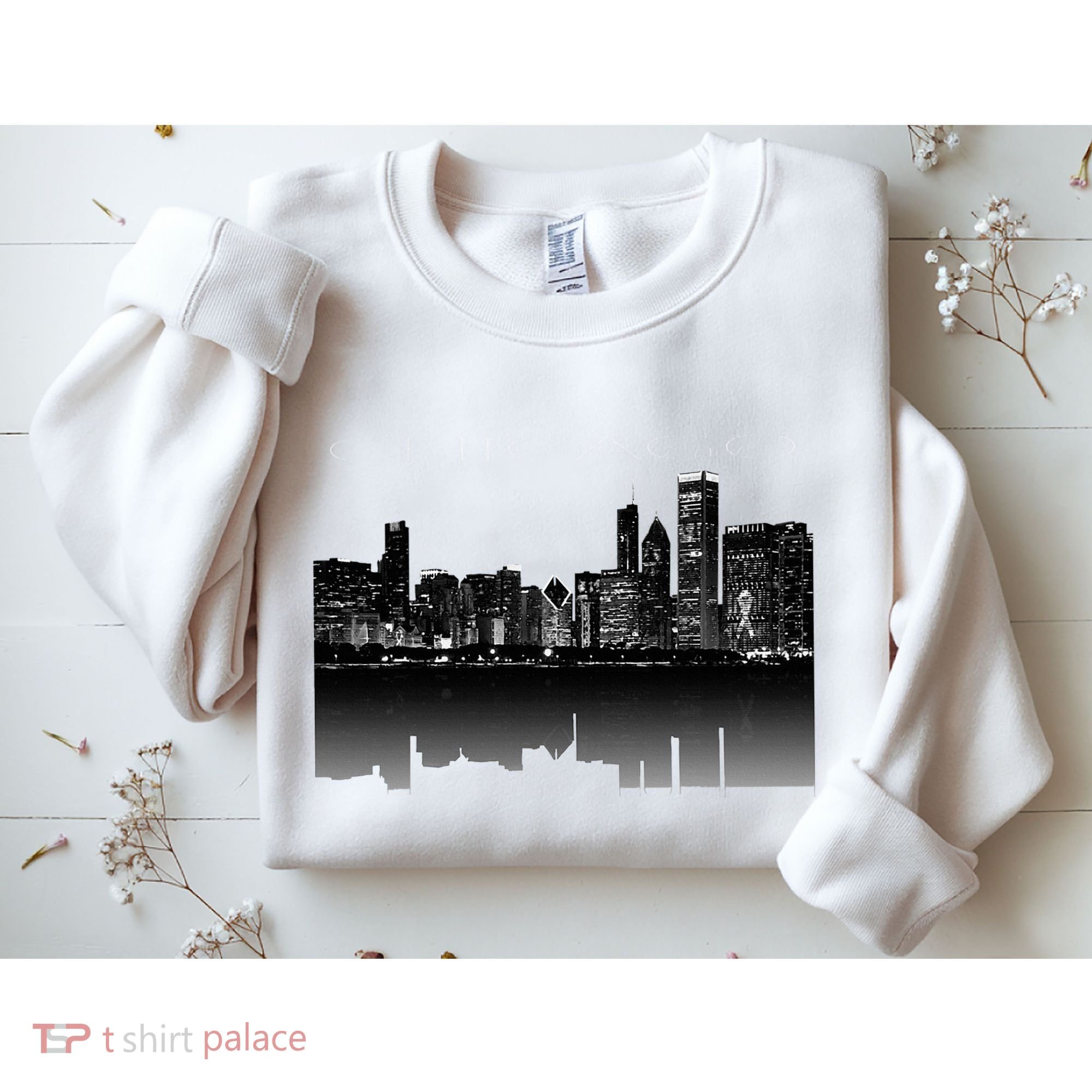Chicago City Skyline Lights At Night Sweatshirt
