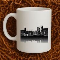 Chicago City Skyline Lights At Night Coffee Mug thumb 2