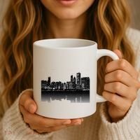 Chicago City Skyline Lights At Night Coffee Mug thumb 3