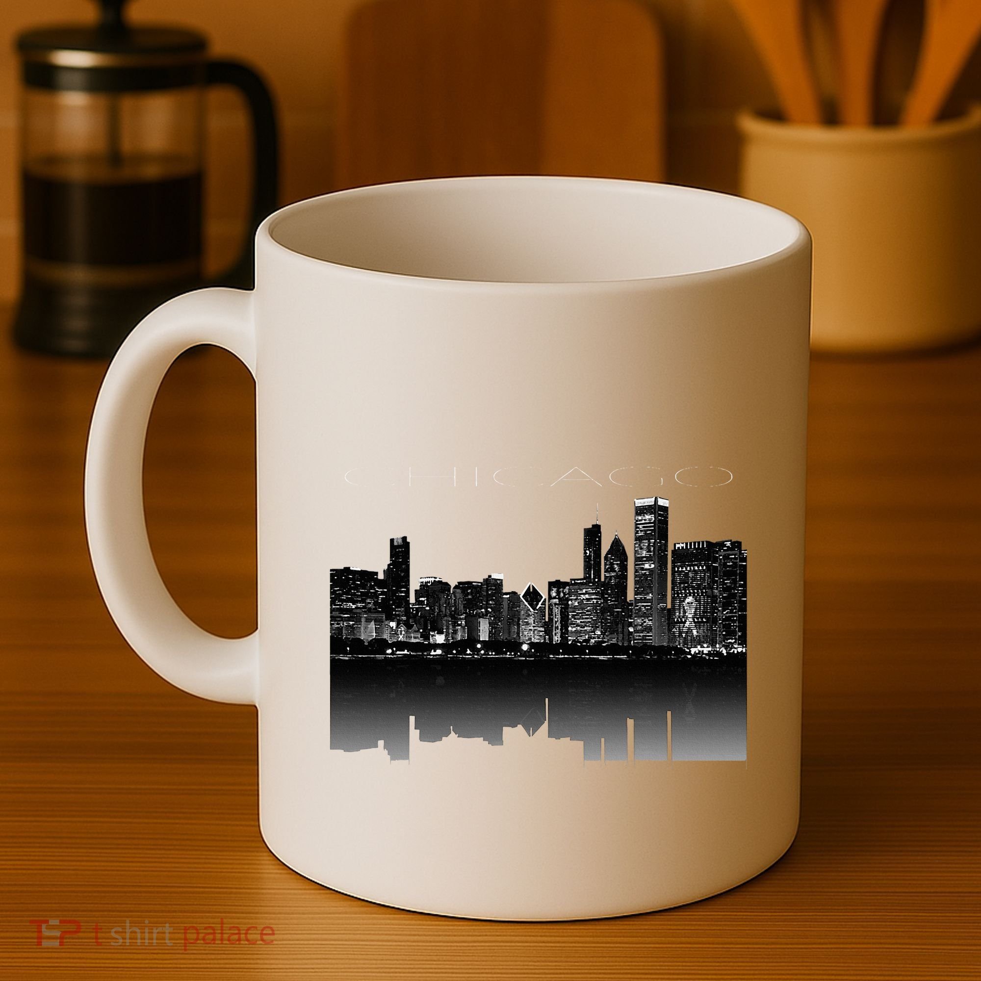 Chicago City Skyline Lights At Night Coffee Mug