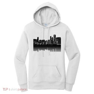 Chicago City Skyline Lights At Night Women's Hoodie