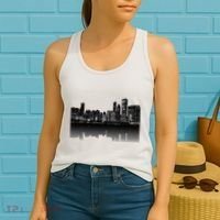 Chicago City Skyline Lights At Night Women's Tank Top thumb 2