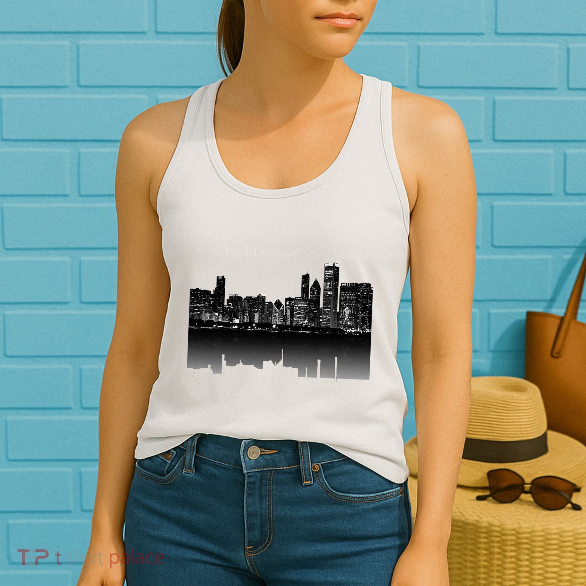 Chicago City Skyline Lights At Night Women's Tank Top