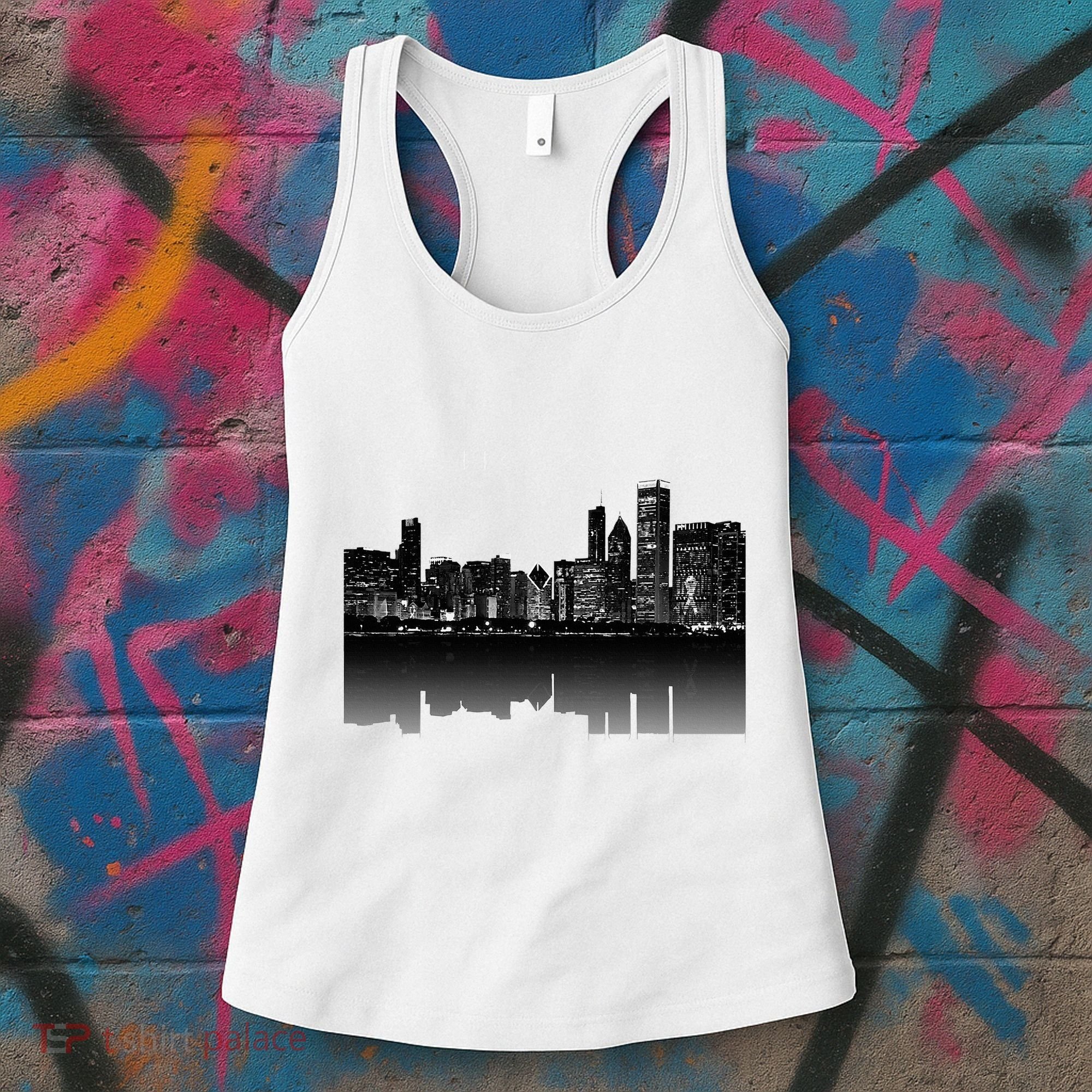 Chicago City Skyline Lights At Night Women's Tank Top