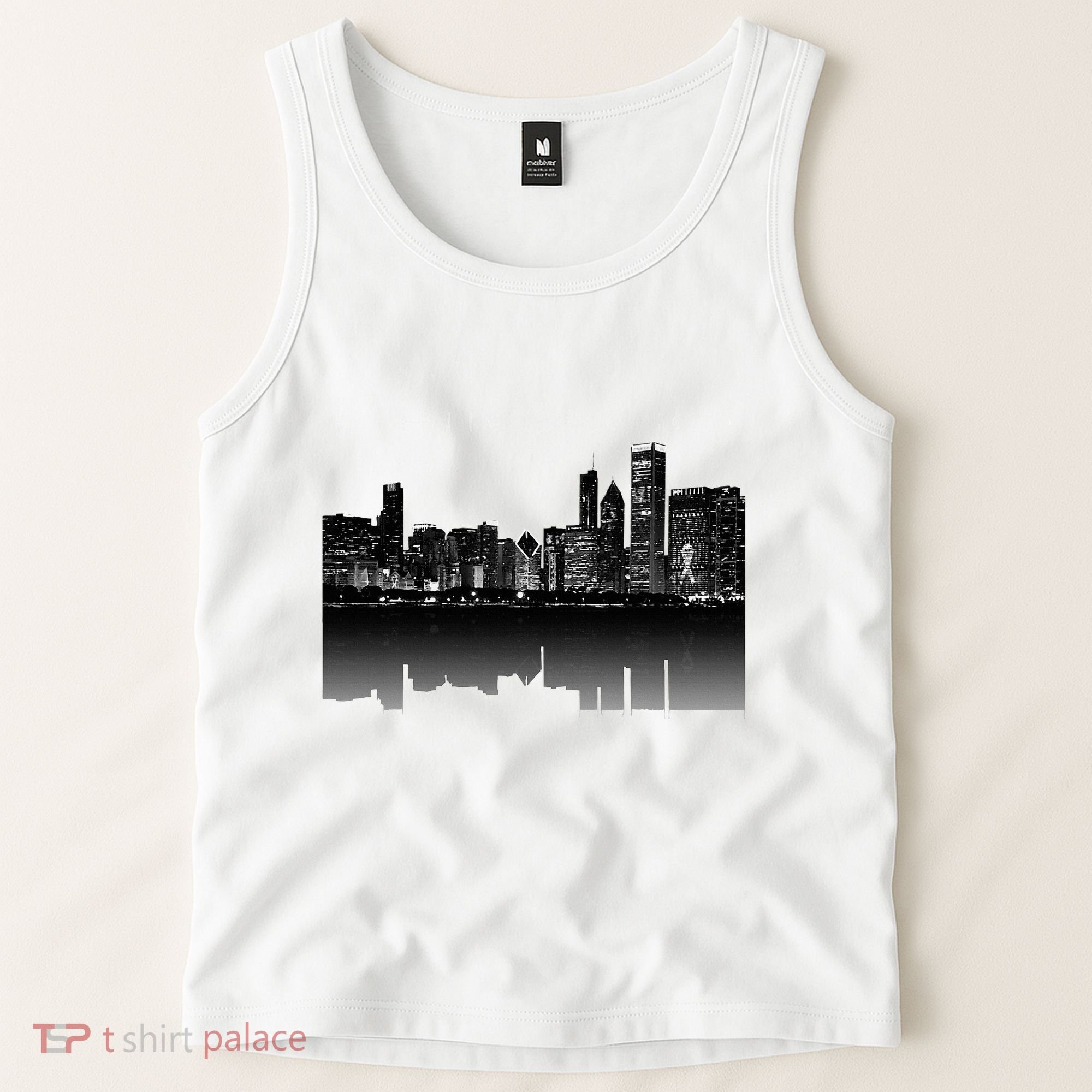 Chicago City Skyline Lights At Night Tank Top