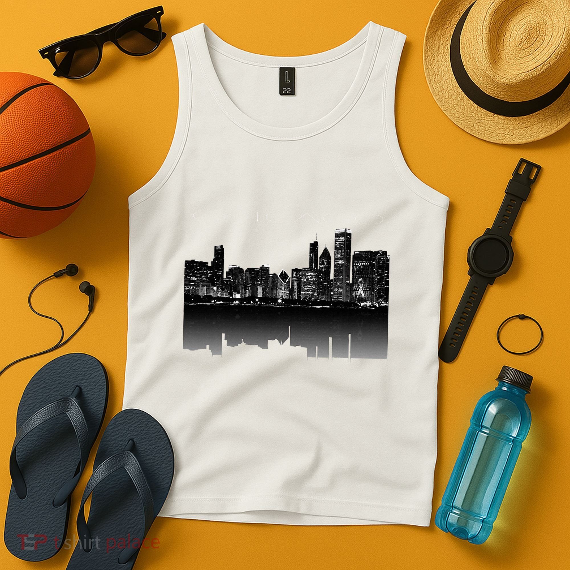 Chicago City Skyline Lights At Night Tank Top