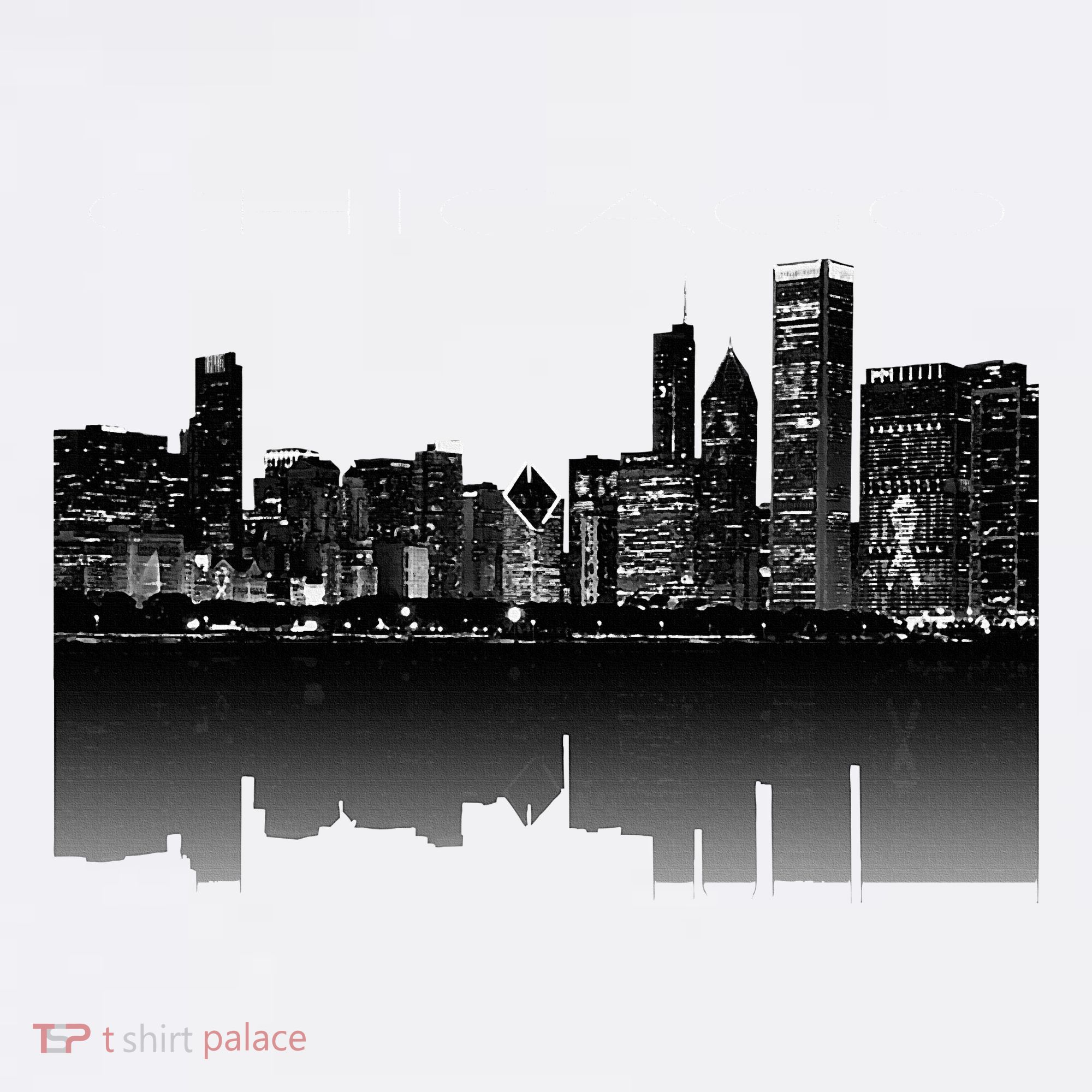 Chicago City Skyline Lights At Night Tank Top